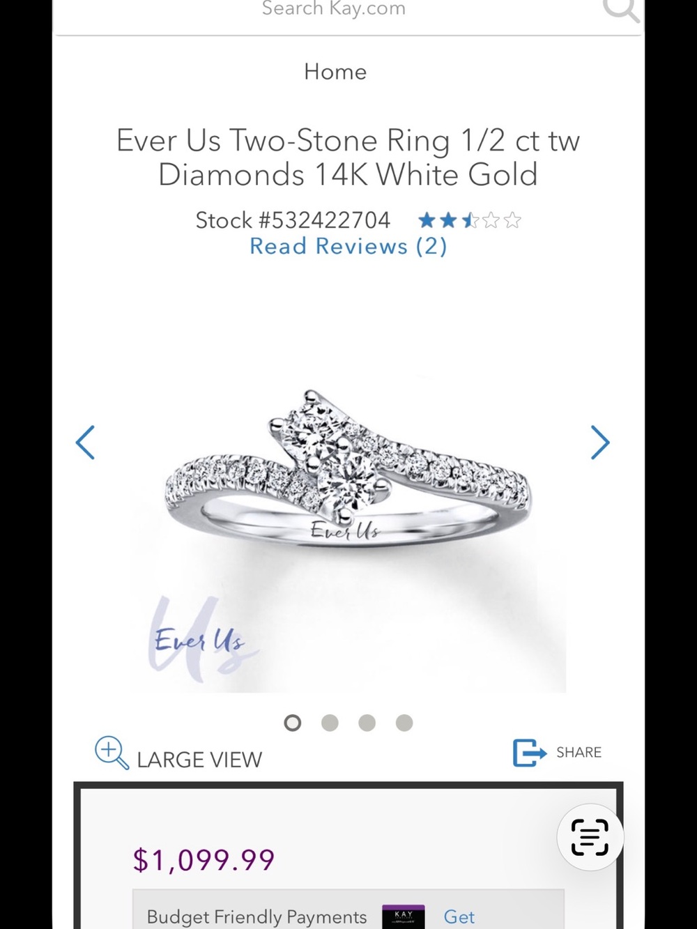 Ever Us Diamond two stone ring 14k